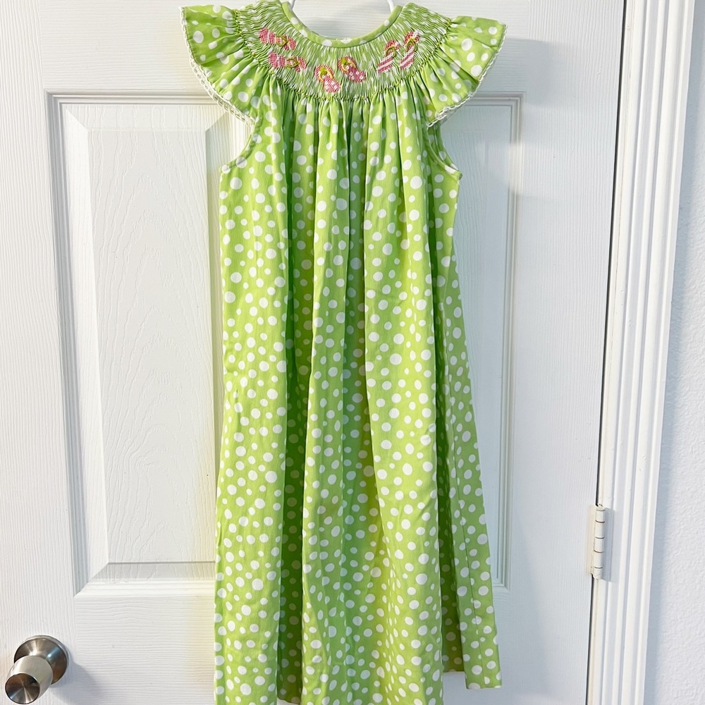 Amanda Remembered | Sandals Smocked Polka Dot Dress
